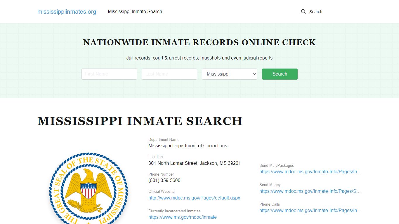 Mississippi Offender Lookup - MS DOC Inmates